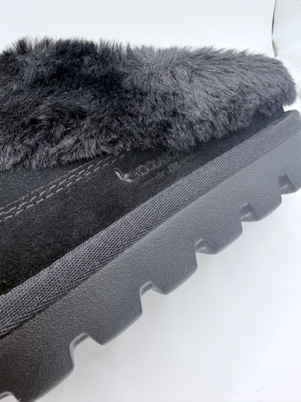 Koolaburra by UGG Tizzey Suede Faux Fur Platform Slip-On Black Mules Size 5 NWT - Picture 8 of 9